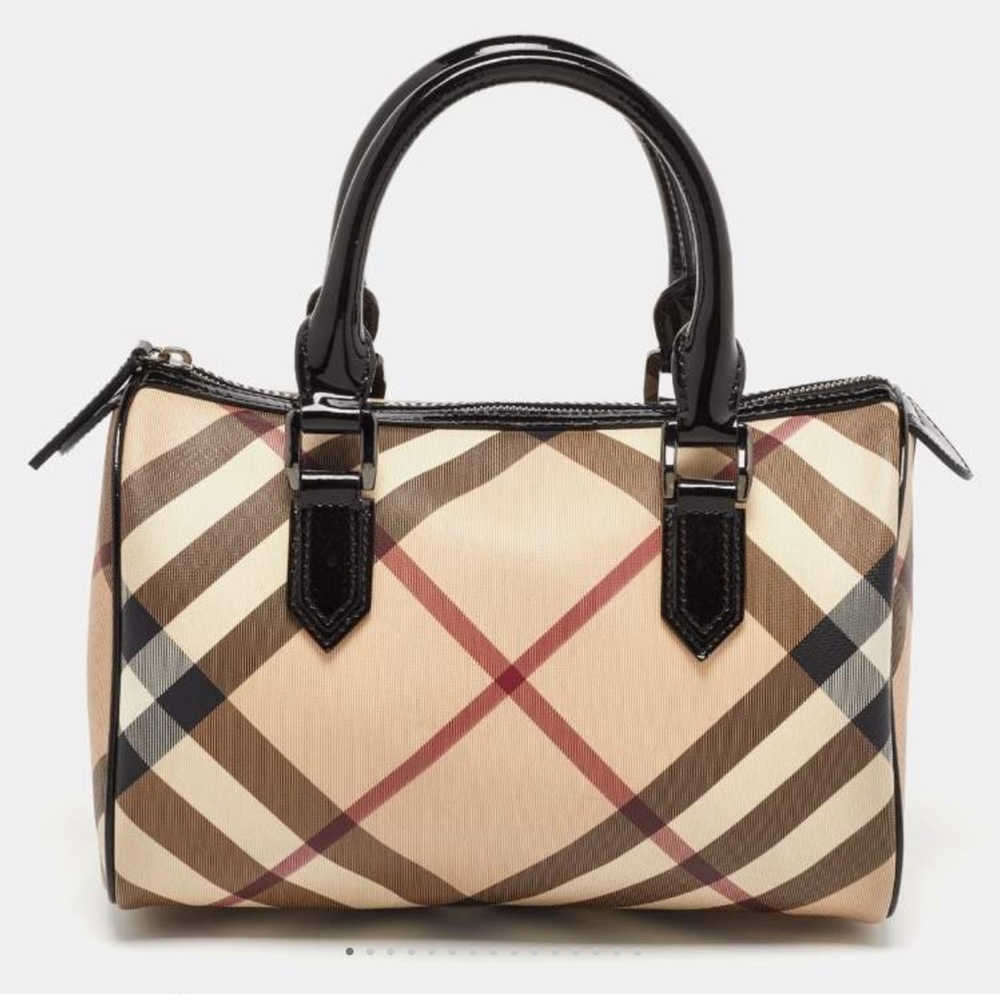 Burberry Beige/Black Nova Check PVC and Patent Leather Chester Bag